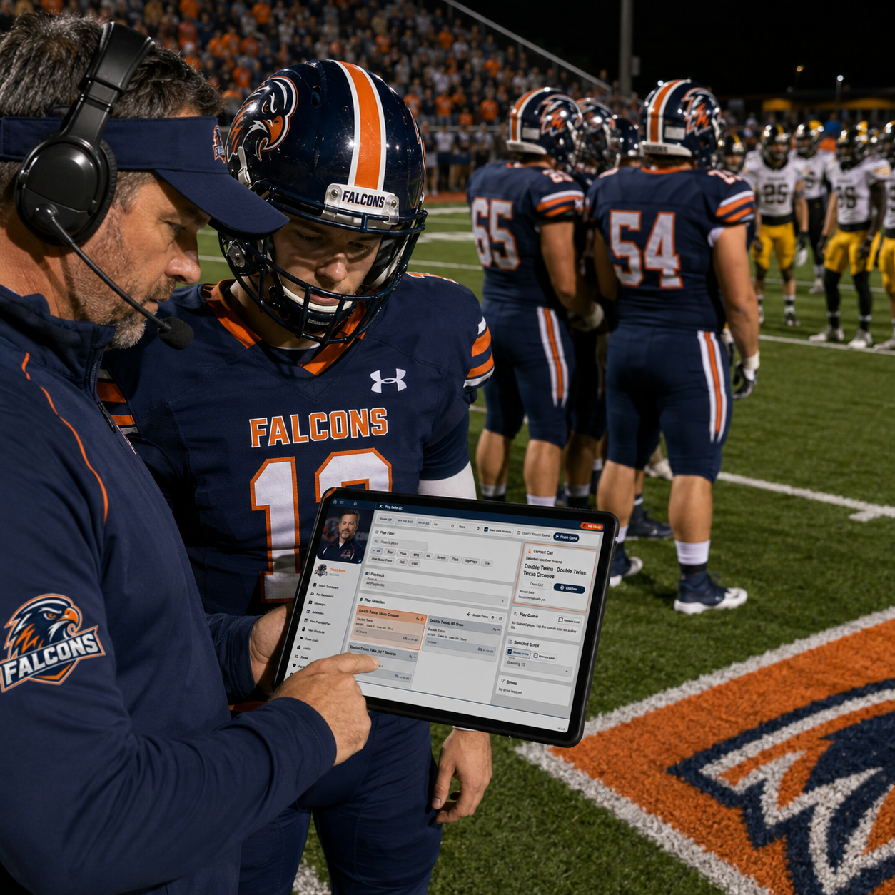 Football coach using AthletiFlow Play Caller